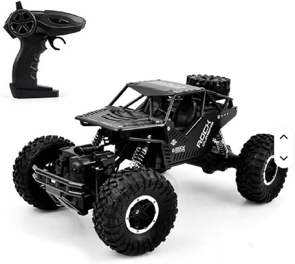 Remote Control Rock Crawler Truck – 4WD RC Off-Road Vehicle with Shock Absorbers, Big Wheels, and Rechargeable Battery