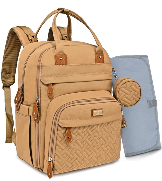 BabbleRoo Diaper Bag Backpack, Baby Essentials Travel Bag with Changing Pad, Stroller Straps & Pacifier Case