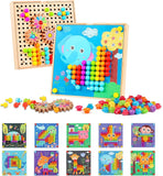 NUKied Mosaic Plug-in Game 3D with Gears, Mushroom Nails Puzzle Toy, Coloured Pegboard Game, Early Educational Plug-in Game for 2 3 4 5 Children, Puzzle Toy for Boys Girls Children (Pack of 180)