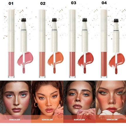 SPRINGSKY Liquid Face Blush Freckle Pen, Natural Dewy Cream Faux Freckle Stamp Pen 2 in 1 Makeup Natural Sunkissed Dewy Cheeks, Waterproof