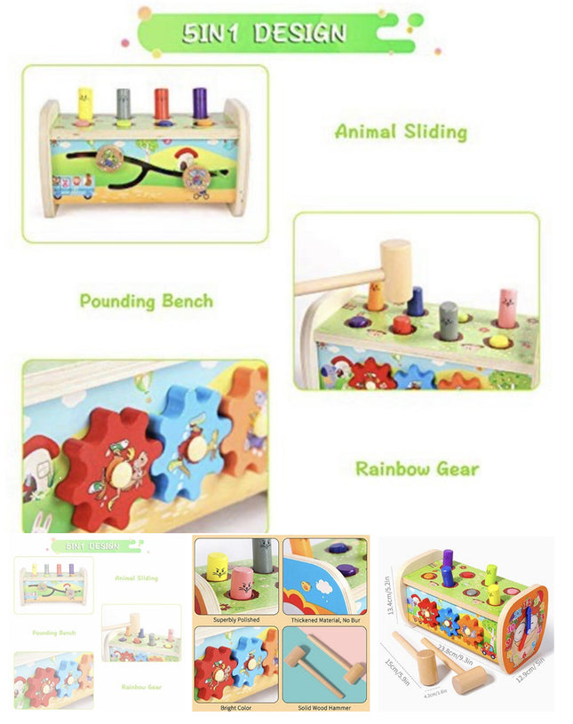 Arkmiido Brand Wooden Hammer Toy Childrens Toddlers