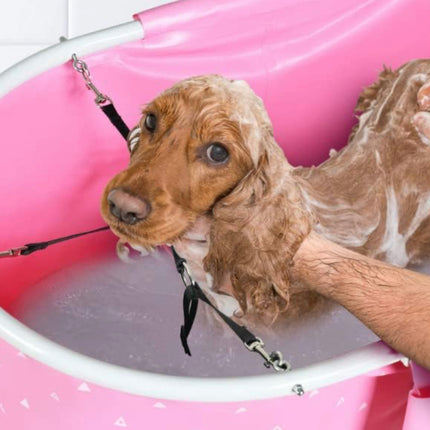 Elevated Folding Dog Bath Tub and Wash Station for Bathing, Shower, and Grooming, Foldable and Portable, Indoor and Outdoor, Perfect for Small and Medium Size Dogs, Cats and Other Pet (Pink)