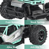 Ealingmoon 1:14 Remote Control Car, 4X4 Off-Road RC Monster Truck for Kids, 30km/h High Speed RC Truck with Colorful LED Light, Gifts for Boy Age 6-12 or Adults (Green)