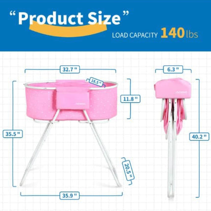 Elevated Folding Dog Bath Tub and Wash Station for Bathing, Shower, and Grooming, Foldable and Portable, Indoor and Outdoor, Perfect for Small and Medium Size Dogs, Cats and Other Pet (Pink)