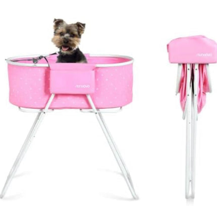 Elevated Folding Dog Bath Tub and Wash Station for Bathing, Shower, and Grooming, Foldable and Portable, Indoor and Outdoor, Perfect for Small and Medium Size Dogs, Cats and Other Pet (Pink)