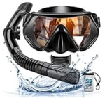 Arkmiido Scuba Diving Snorkeling Mask Snorkel Set Anti-Fog Anti-Leak Adjustable Dry Top Snorkel Set Adult，Impact Resistant Tempered Glass Diving Mask,Free Breathing Snorkel Mask Snorkeling Combo Set