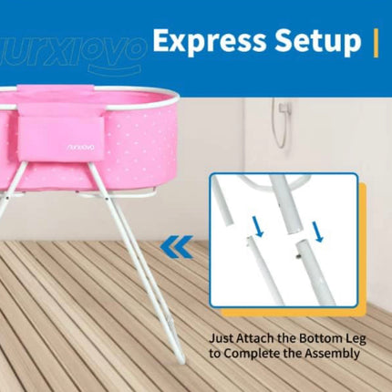 Elevated Folding Dog Bath Tub and Wash Station for Bathing, Shower, and Grooming, Foldable and Portable, Indoor and Outdoor, Perfect for Small and Medium Size Dogs, Cats and Other Pet (Pink)