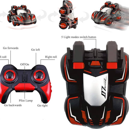 POP Mart Remote Control Car Toy Spins Stunt Turbine Drift High Speed RC Car 360 Degree blue Vehicle 5 Lighting Modes Safe Durable Birthday Xmas Gifts for Kids Boys Girls