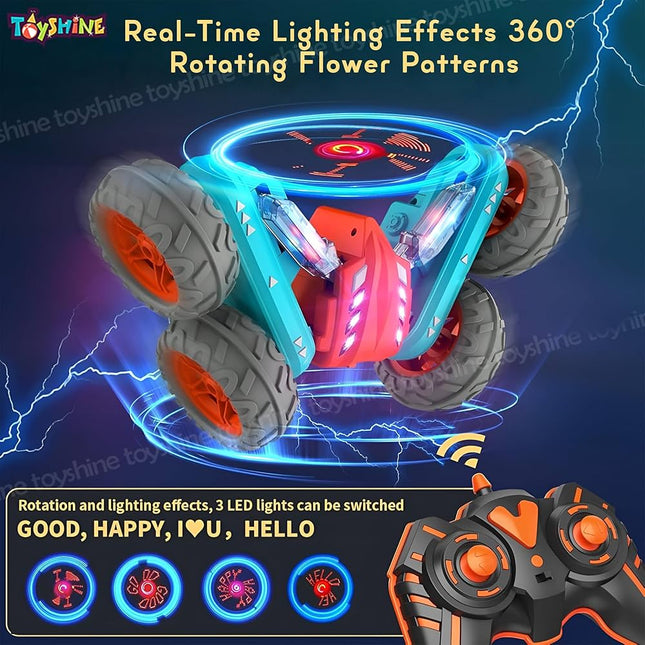 Toyshine Hologram Remote Control Car Stunt RC Cars, 2.4GHz With Double Sided 360 Flips, 4WD Off Road Drift RC Race Car Toy Stunt Toys For Kids 6-12 Year Old Boys Girls Birthday Gift, Blue