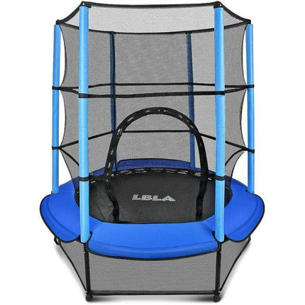 LBLA Kids Trampoline, 55” Mini Trampoline for Kids with Enclosure Net and Safety Pad, Heavy Duty Frame Round Trampoline with Built-in Zipper for Indoor Outdoor