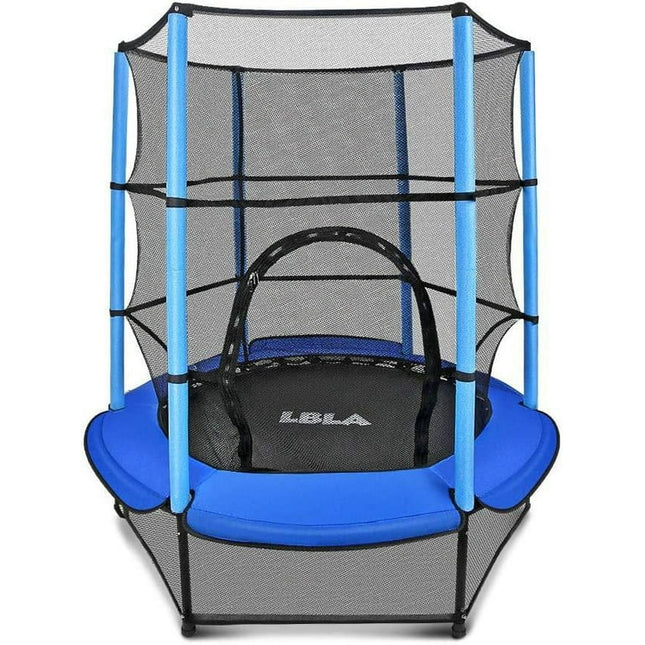 LBLA Kids Trampoline, 55” Mini Trampoline for Kids with Enclosure Net and Safety Pad, Heavy Duty Frame Round Trampoline with Built-in Zipper for Indoor Outdoor
