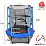 LBLA Kids Trampoline, 55” Mini Trampoline for Kids with Enclosure Net and Safety Pad, Heavy Duty Frame Round Trampoline with Built-in Zipper for Indoor Outdoor