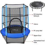 LBLA Kids Trampoline, 55” Mini Trampoline for Kids with Enclosure Net and Safety Pad, Heavy Duty Frame Round Trampoline with Built-in Zipper for Indoor Outdoor
