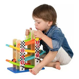 Roller Coaster Gravity Race Track with Wooden Cars Multicolor