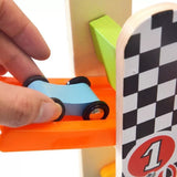 Roller Coaster Gravity Race Track with Wooden Cars Multicolor