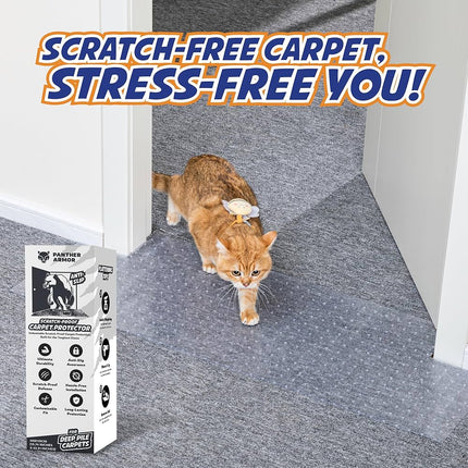 PANTHER ARMOR Carpet Protector Mat for Pets, for Deep Pile Carpet, Stop Cats from Scratching Carpets, Door Edge Protector, Plastic Runner Mat, 15.7” x 43.3”