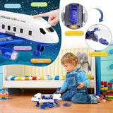 Airplane Toys for 3 Year Old Boys with Light and Sound, Educational Police Car Toy Plane, 5 in 1 Friction Power Toys Christmas Birthday Gifts