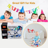 Airplane Toys for 3 Year Old Boys with Light and Sound, Educational Police Car Toy Plane, 5 in 1 Friction Power Toys Christmas Birthday Gifts