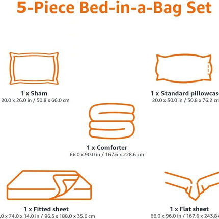 AMAZON BASICS KIDS 5PC BEDDING SET TWIN
PURPLE UNICORNS