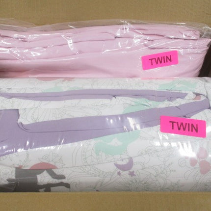 AMAZON BASICS KIDS 5PC BEDDING SET TWIN
PURPLE UNICORNS