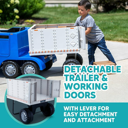 Kid Trax Semi-Truck and Trailer Ride-On Toy, Blue