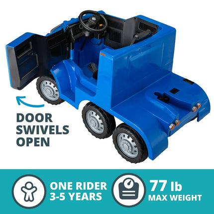 Kid Trax Semi-Truck and Trailer Ride-On Toy, Blue