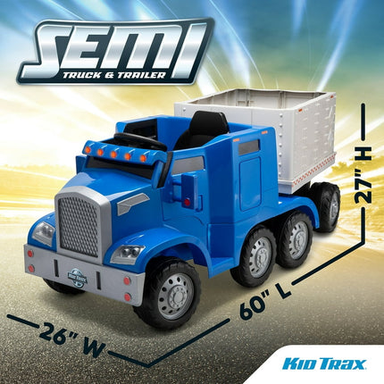 Kid Trax Semi-Truck and Trailer Ride-On Toy, Blue