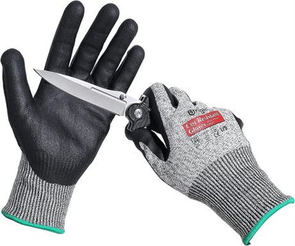 NEW, BRIGIC Level 5 Cut Resin Safety Gloves, GREY 9 (LARGE) 1 PAIR