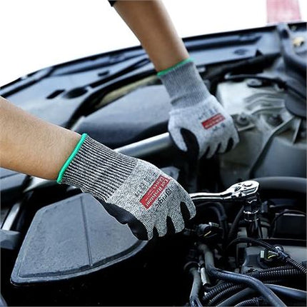 NEW, BRIGIC Level 5 Cut Resin Safety Gloves, GREY 9 (LARGE) 1 PAIR