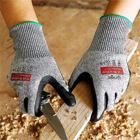NEW, BRIGIC Level 5 Cut Resin Safety Gloves, GREY 9 (LARGE) 1 PAIR
