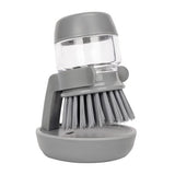 NEW, DAPOWER Soap Dispensing Palm Scrub Brush with Drip Tray, GRAY