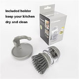 NEW, DAPOWER Soap Dispensing Palm Scrub Brush with Drip Tray, GRAY