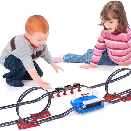 FUN LITTLE TOYS 78PCS Train Set Toys for Kids, Flexible Railway Tracks Roller Coaster Playset, Batteries Operated Toy Train with Light and Sound, Gift for 3 4 5 6 Years Old Toddlers Boys and Girls