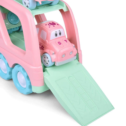 Truck Toys for Kids 2-4, Kids Toys Girls Age 2 3 4 5, Toddler Princess Girl Toys Carrier Truck with Cars and Planes, Toddler Birthday Gifts with Music & Lights for 2 3 4 5 Year Girls