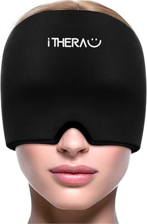 NEW, iTHERAU Migraine Ice Head Wrap, Migraine Relief Cap, BLACK