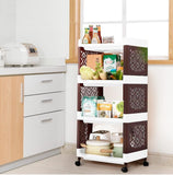 Utility Cart, 4 Tier Rolling Cart, Kitchen Cart, Slide Out Rolling Storage Trolley, Multi-Purpose Shelving Organizer on Wheels for Bathroom, Bedroom, Kitchen, Office, Living Room
