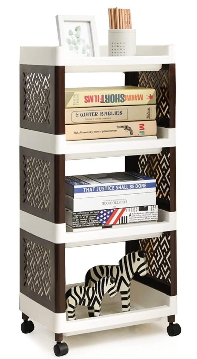 Utility Cart, 4 Tier Rolling Cart, Kitchen Cart, Slide Out Rolling Storage Trolley, Multi-Purpose Shelving Organizer on Wheels for Bathroom, Bedroom, Kitchen, Office, Living Room