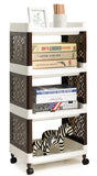 Utility Cart, 4 Tier Rolling Cart, Kitchen Cart, Slide Out Rolling Storage Trolley, Multi-Purpose Shelving Organizer on Wheels for Bathroom, Bedroom, Kitchen, Office, Living Room