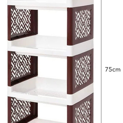 Utility Cart, 4 Tier Rolling Cart, Kitchen Cart, Slide Out Rolling Storage Trolley, Multi-Purpose Shelving Organizer on Wheels for Bathroom, Bedroom, Kitchen, Office, Living Room