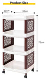 Utility Cart, 4 Tier Rolling Cart, Kitchen Cart, Slide Out Rolling Storage Trolley, Multi-Purpose Shelving Organizer on Wheels for Bathroom, Bedroom, Kitchen, Office, Living Room
