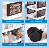 Utility Cart, 4 Tier Rolling Cart, Kitchen Cart, Slide Out Rolling Storage Trolley, Multi-Purpose Shelving Organizer on Wheels for Bathroom, Bedroom, Kitchen, Office, Living Room