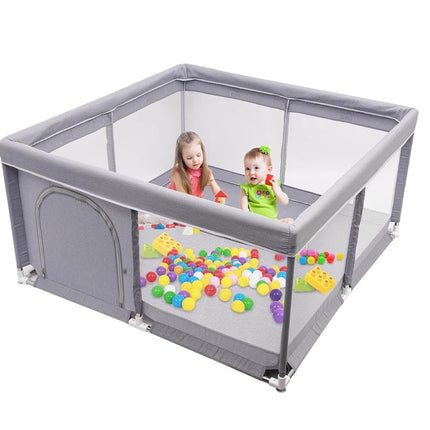 Baby Playpen Extra Large Center Indoor & Soft Breathable Mesh & Outdoor with Anti-Slip Base