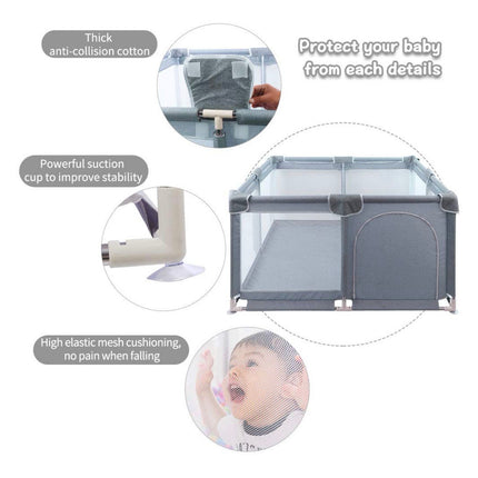 Baby Playpen Extra Large Center Indoor & Soft Breathable Mesh & Outdoor with Anti-Slip Base