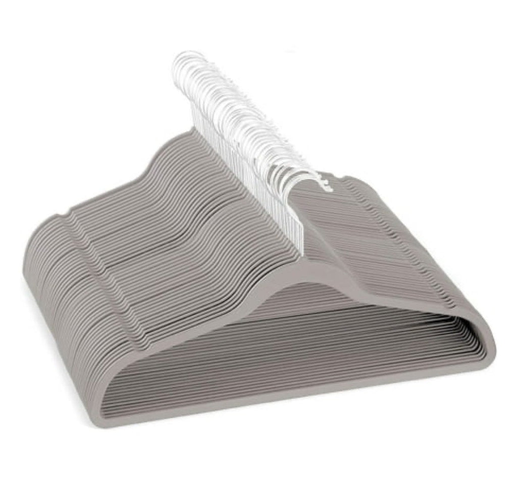 Zober 50PC Grey Non-Slip Velvet Hanger