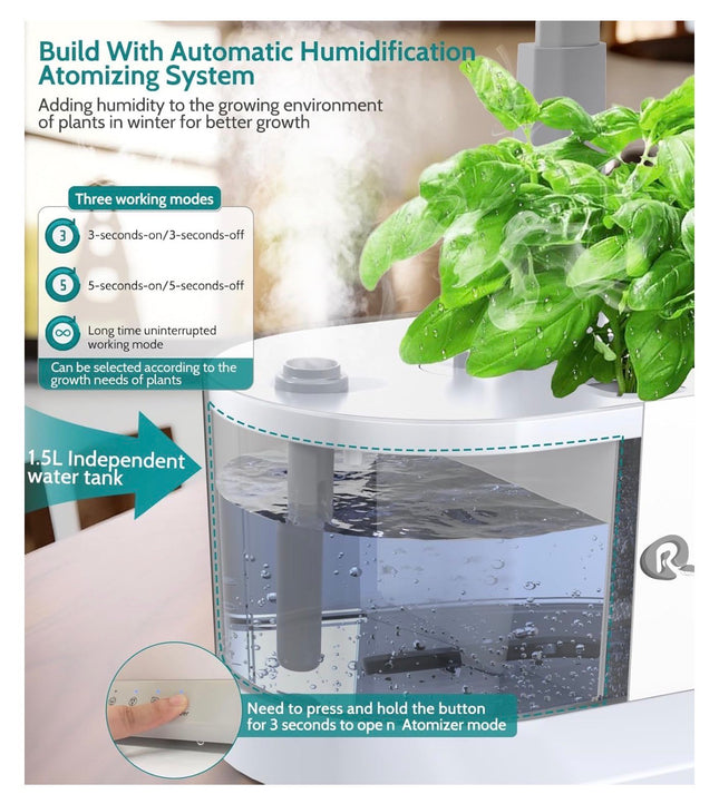 Hydroponics Growing System Indoor Garden 11Pods Planting Herb Garden Kit with Atomizer & Water Automatic Cycle System, Ideal Christmas Gifts for Mom Dad Men Women