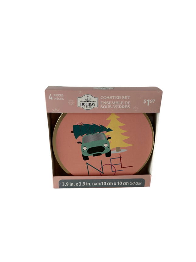 Holiday Time 4 Pcs Coaster Set (WMCAXS23112) 3.9 in. x 3.9 in. Each