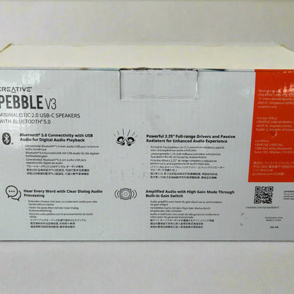 Creative Pebble V3 Minimalistic 2.0 USB-C Desktop Bluetooth Speakers Black