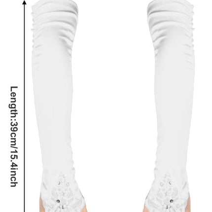 Long Lace Gloves, Soft Fingerless Lace Glove 1920s Opera Elbow Length Women's Gloves