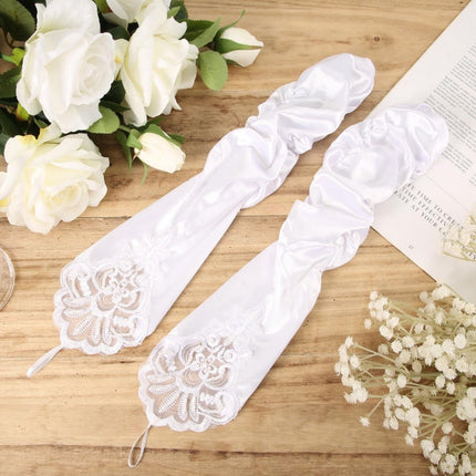 Long Lace Gloves, Soft Fingerless Lace Glove 1920s Opera Elbow Length Women's Gloves