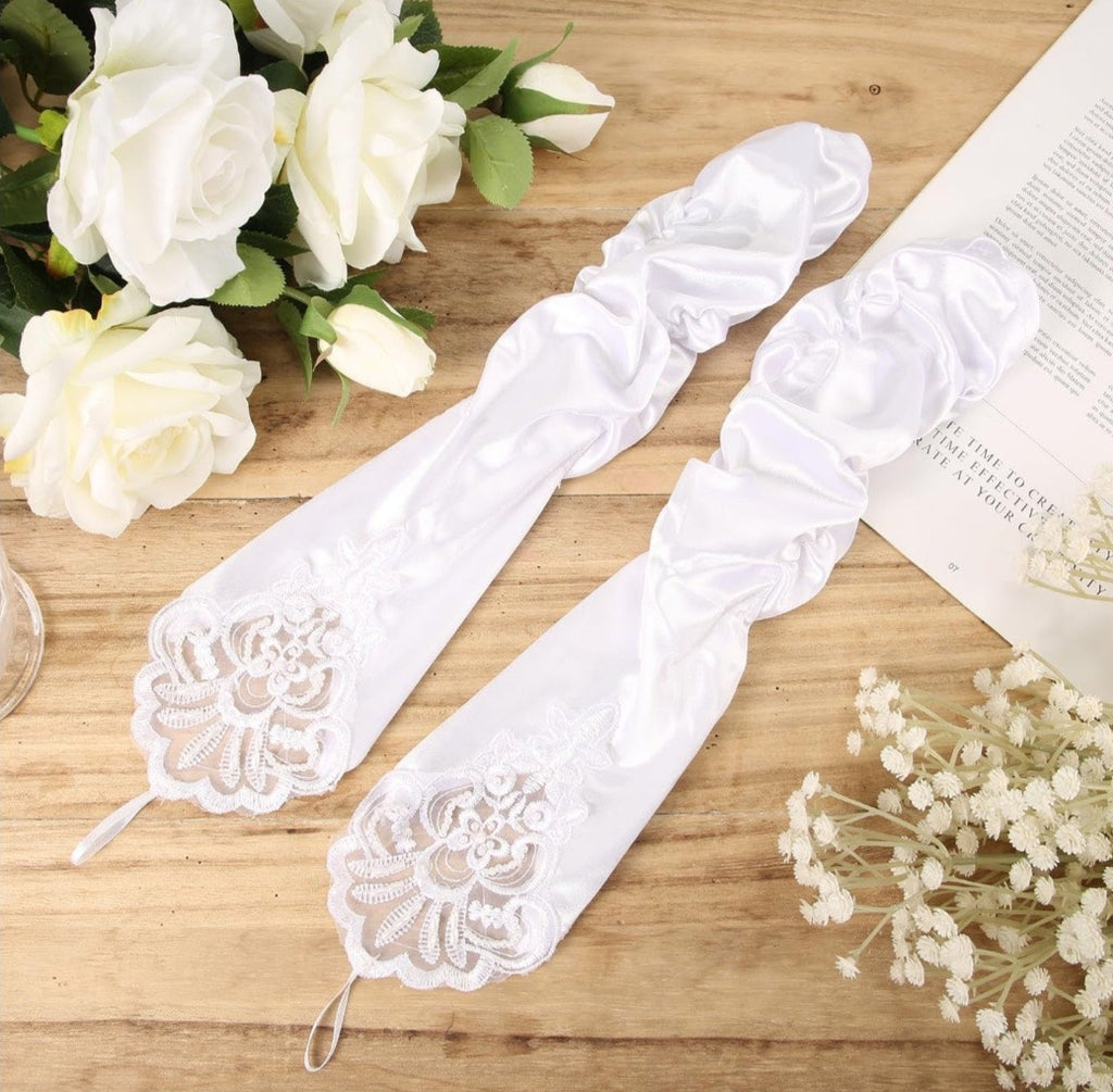 Long Lace Gloves, Soft Fingerless Lace Glove 1920s Opera Elbow Length Women's Gloves